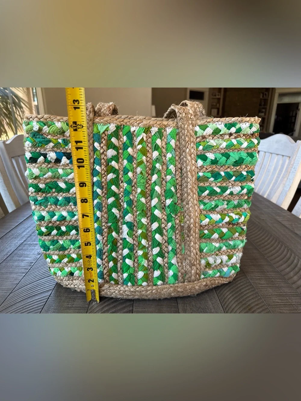 Natural and Handmade Jute Green Beige Shoulder Handbag - Tote Bag (NWT)